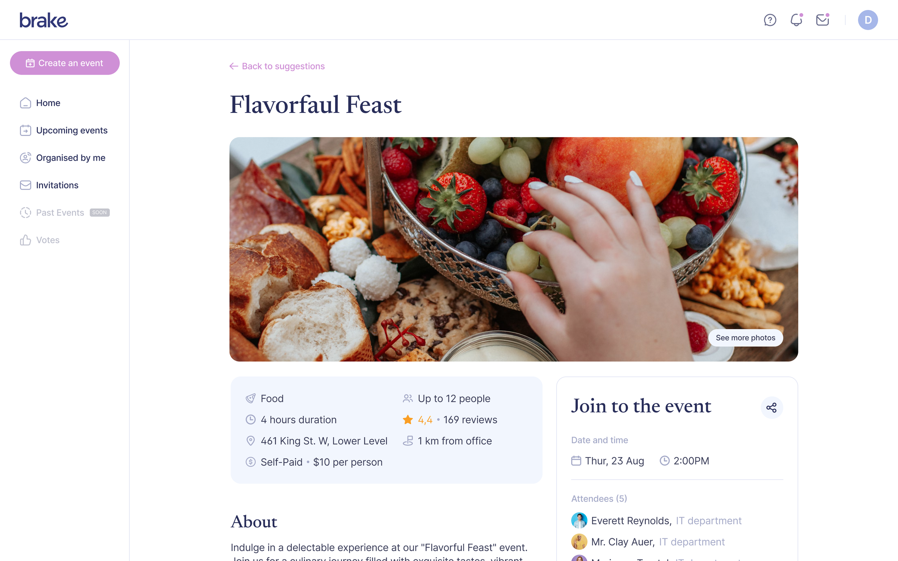 Event page