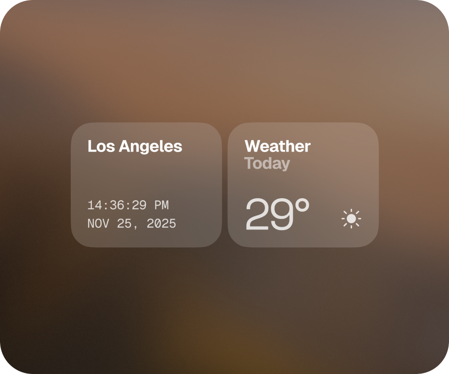 Home widgets: local time and weather